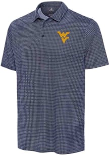 Antigua West Virginia Mountaineers Mens Navy Blue Mosiac Short Sleeve Polo