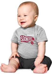 Little King Oklahoma Sooners Infant Knobby Retro Short Sleeve T-Shirt Grey