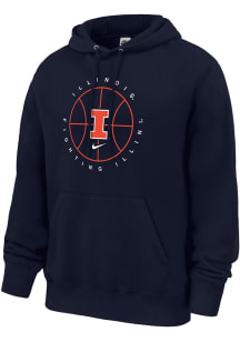 Nike Illinois Fighting Illini Mens Navy Blue Mens Basketball Long Sleeve Hoodie