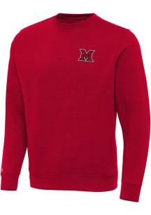 Antigua Miami RedHawks Mens Red Victory Long Sleeve Crew Sweatshirt