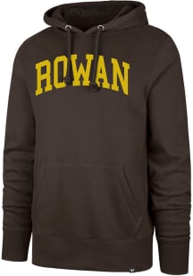 47 Rowan University Mens Brown Wordmark Headline Hood Long Sleeve Hoodie