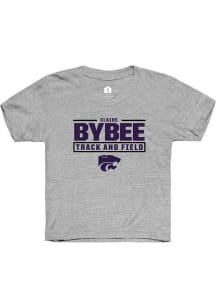 Claire Bybee K-State Wildcats Youth Grey NIL Stacked Box Player Tee