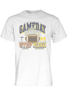 Blue 84 Michigan Wolverines White Football vs UTEP Miners Short Sleeve T Shirt