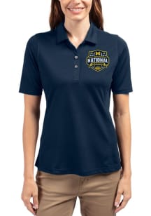 Cutter and Buck Michigan Wolverines Womens Navy Blue 2026 MBB Champions Virtue Eco Pique Short Sle..