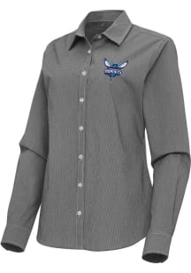 Antigua Charlotte Hornets Womens Porter Long Sleeve Black Dress Shirt