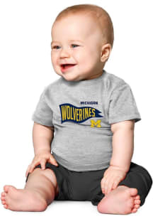 Little King Michigan Wolverines Infant Knobby Retro Short Sleeve T-Shirt Grey