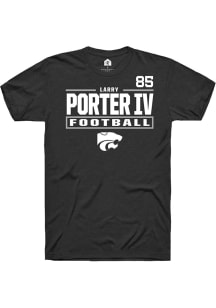 Larry  Porter IV K-State Wildcats Black Football NIL Stacked Box Short Sleeve Player T Shirt