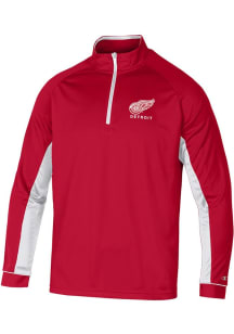 Champion Detroit Red Wings Mens Red Tipping Long Sleeve Qtr Zip Pullover