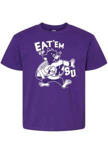 Summit Sportswear K-State Wildcats Youth Purple Eat'Em Up Varsity Willie Football Short Sleeve T-S..