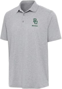 Antigua Baylor Bears Mens Grey Heather Music Par 3 Short Sleeve Polo