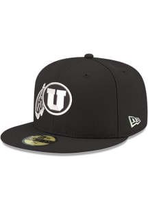 New Era Utah Utes Mens Black 59FIFTY Fitted Hat