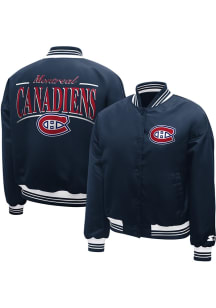 Starter Montreal Canadiens Womens Navy Blue Arch Stripe Satin Medium Weight Jacket