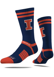 Illinois Fighting Illini Strideline Fashion Logo Premium Knit Mens Crew Socks