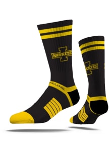 Iowa Hawkeyes Strideline Fashion Logo Premium Knit Mens Crew Socks