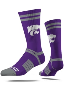 K-State Wildcats Strideline Fashion Logo Premium Knit Mens Crew Socks
