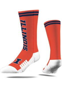 Illinois Fighting Illini Strideline Script Mens Crew Socks