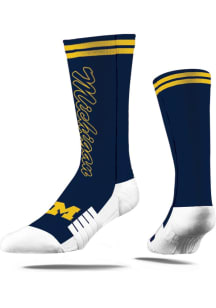 Michigan Wolverines Strideline Script Mens Crew Socks