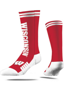 Wisconsin Badgers Strideline Script Mens Crew Socks
