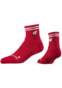 Wisconsin Badgers Half Calf, Primary Logo School Color Mens Quarter Socks