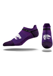 Strideline K-State Wildcats Premium Knit Crew, Primary Logo School Color Mens No Show Socks