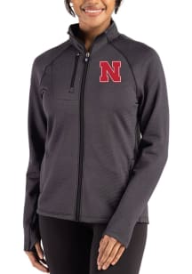 Cutter and Buck Nebraska Cornhuskers Womens Black Peshastin Long Sleeve Full Zip Jacket
