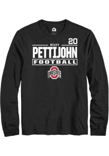 Riley Pettijohn  Ohio State Buckeyes Black Rally Football NIL Stacked Box Long Sleeve T Shirt