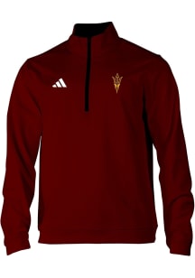Adidas Arizona State Sun Devils Mens Maroon Heat Seal Elevated Long Sleeve Qtr Zip Pullover