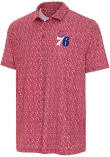 Antigua Philadelphia 76ers Mens Navy Blue Botanic Short Sleeve Polo