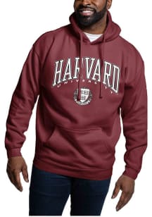 Harvard Crimson Mens Maroon Arched Team Name Long Sleeve Hoodie