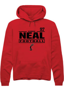 Kamron Neal Cincinnati Bearcats Mens Red Football NIL Stacked Box Player Hood