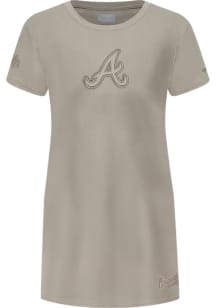 Pro Standard Atlanta Braves Toddler Girls Tan Neutral Short Sleeve Dress