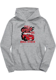 Vive La Fete Ball State Cardinals Toddler Grey Full Speed Long Sleeve Hooded Sweatshirt
