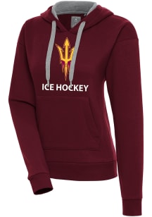 Antigua Arizona State Sun Devils Womens Maroon Ice Hockey Victory Hooded Sweatshirt