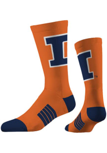 Illinois Fighting Illini Strideline Fashion Logo Mens Crew Socks