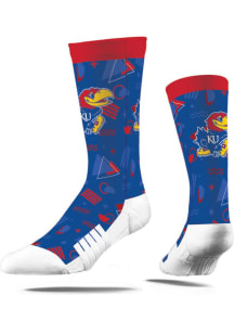 Kansas Jayhawks Strideline 80s Zig Zag Mens Crew Socks