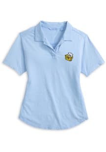 Johnnie O Michigan Wolverines Womens Light Blue Coastal Wash Short Sleeve Polo Shirt Elevated