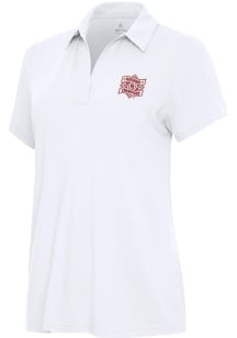 Antigua Oklahoma Sooners Womens White 2026 NCAA CWS Champions Era Short Sleeve Polo Shirt