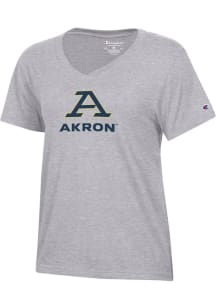 Champion Akron Zips Womens Grey V-neck Short Sleeve T-Shirt