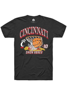 Shon Abaev Cincinnati Bearcats Black NIL Name Number Net Short Sleeve Player T Shirt