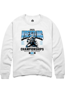 Rally Big Ten Mens White 2025 Wrestling Championship Long Sleeve Crew Sweatshirt