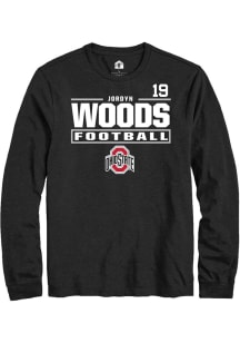 Jordyn Woods Ohio State Buckeyes Black Football NIL Stacked Box Long Sleeve Player T Shirt