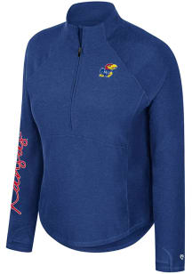 Colosseum Kansas Jayhawks Womens Royal Blue Gravity Qtr Zip Pullover