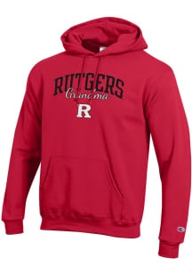 Champion Rutgers Scarlet Knights Mens Red Script Grandma Powerblend Long Sleeve Hoodie