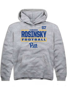 Cameron Rosinsky Rally Pitt Panthers Youth NIL Stacked Box Long Sleeve Player Hoodie Grey