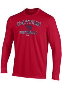 Under Armour Dayton Flyers Red Softball Performance Long Sleeve T Shirt