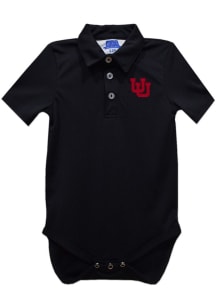 Vive La Fete Utah Utes Baby Black Team Short Sleeve One Piece Polo