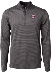 Cutter and Buck Colorado Rapids Mens Black Virtue Eco Pique Stripe Big and Tall Qtr Zip