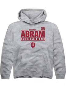 Triston Abram Rally Indiana Hoosiers Youth NIL Stacked Box Long Sleeve Player Hoodie Grey