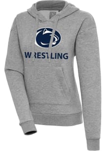 Antigua Penn State Nittany Lions Womens Grey Heather Wrestling  Victory Hooded Sweatshirt