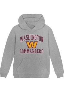 Washington Commanders Boys Grey #1 Design Long Sleeve Hooded Sweatshirt